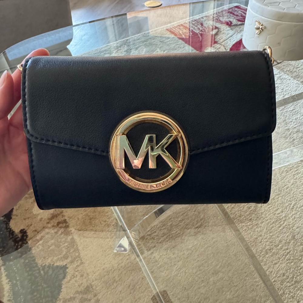 Michael Kors Black Crossbody with Gold Accent